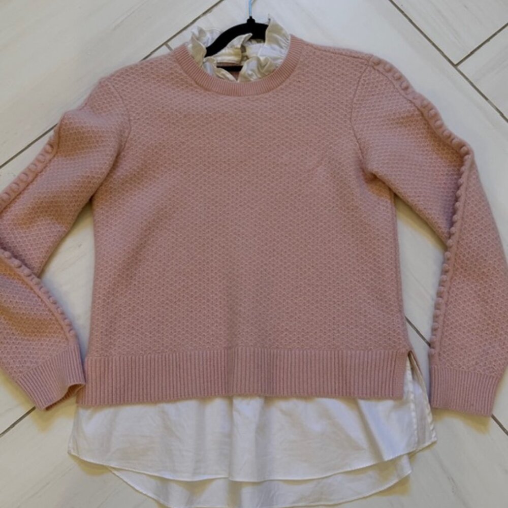 Ted Baker pink wool sweater with blouse underlay